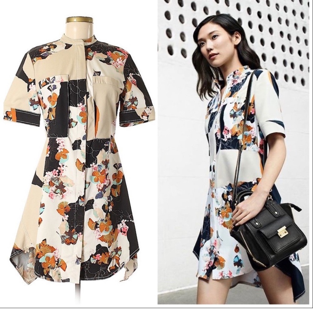 3.1 Phillip Lim For Target Floral Asymmetrical Shirt Dress L
